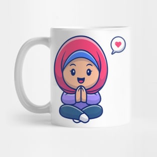 Cute girl moslem sitting and greeting Mug